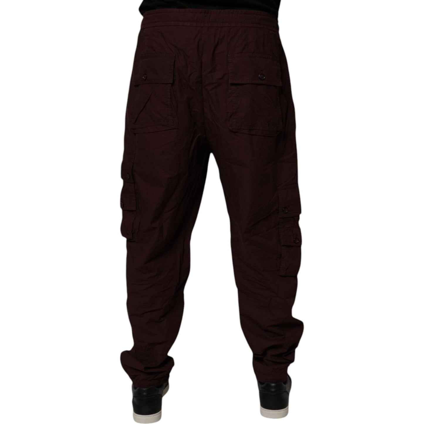 Dolce & Gabbana Maroon Cotton Cargo Jogger Sweatpants Pants PAN75208-52