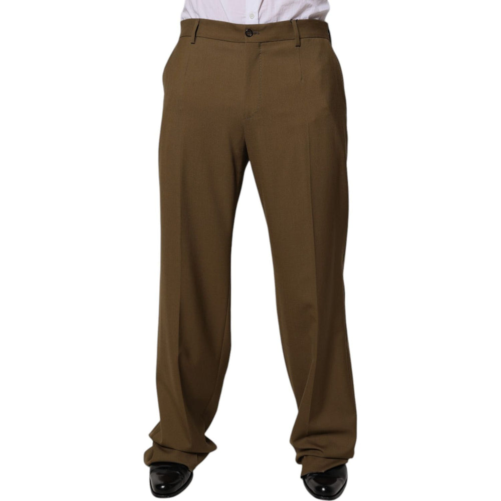 Dolce & Gabbana Brown Wool Straight Formal Dress Pants PAN75355-48