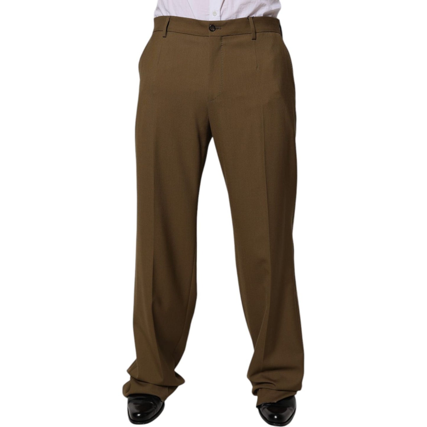 Dolce & Gabbana Brown Wool Straight Formal Dress Pants PAN75355-48