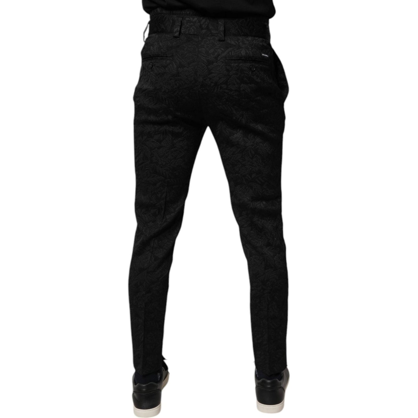 Dolce & Gabbana Black Brocade Polyester Skinny Dress Pants PAN75760-44