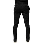 Dolce & Gabbana Black Brocade Polyester Skinny Dress Pants PAN75760-44
