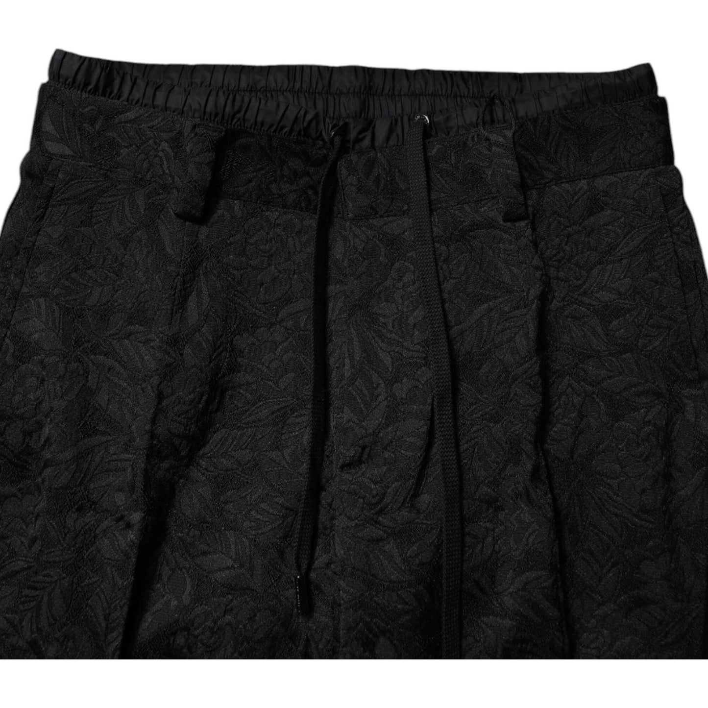 Dolce & Gabbana Black Brocade Polyester Skinny Dress Pants PAN75760-44