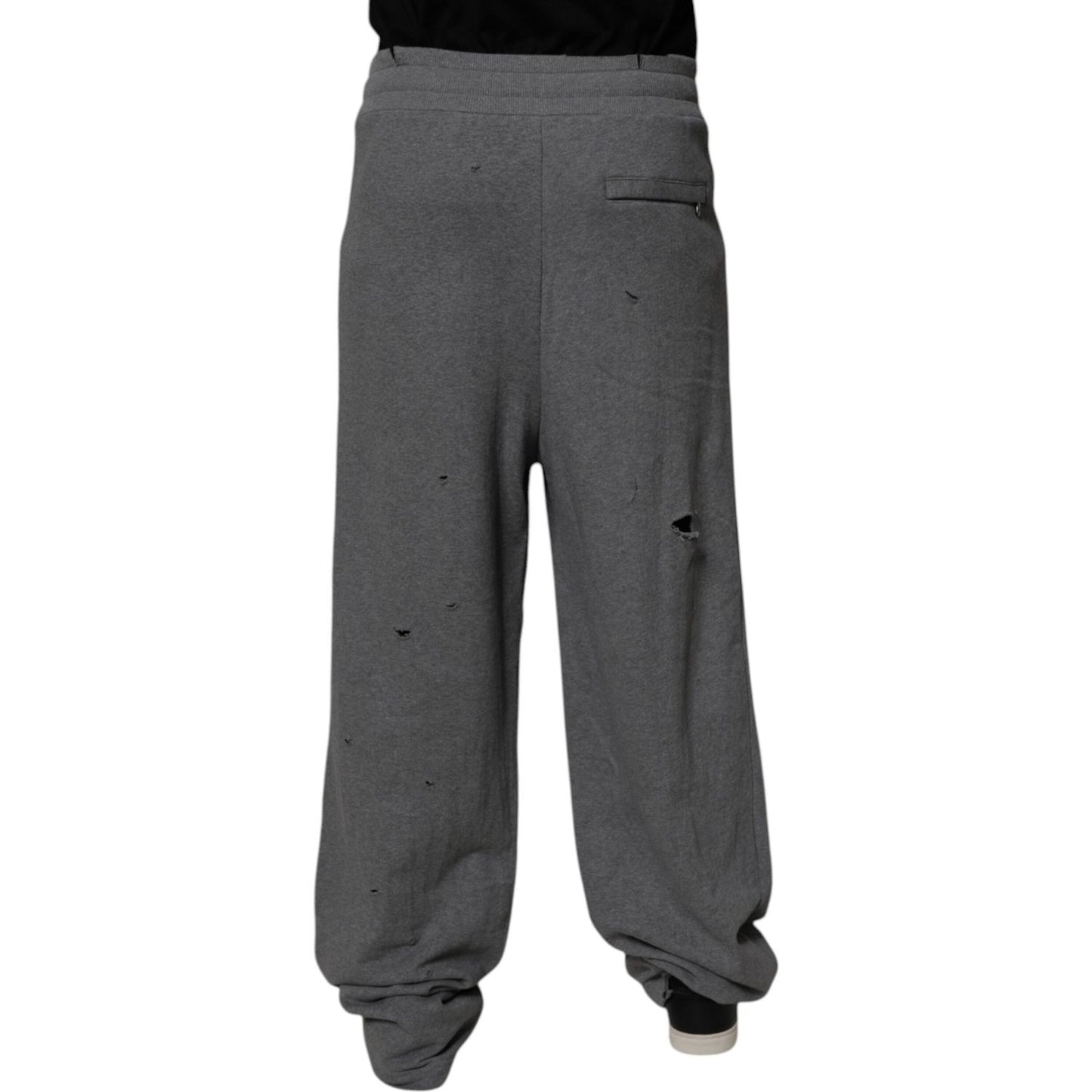 Dolce & Gabbana Gray Cotton RipStyle Straight Sweatpants Pants PAN76006-48