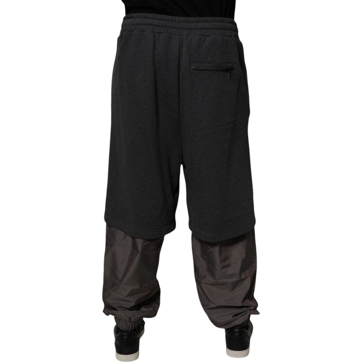 Dolce & Gabbana Dark Gray Cotton Layered Straight Sweatpants Pants PAN76007-50