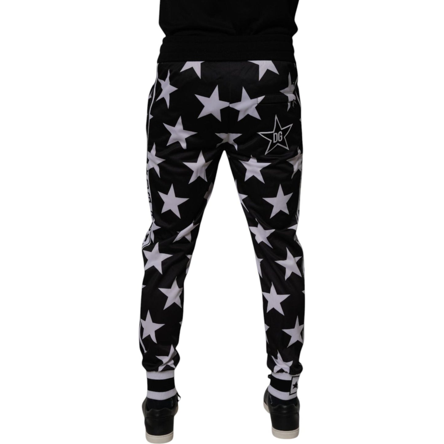 Dolce & Gabbana Black White Stars Jogger Men Sweatpants Pants PAN76010-46