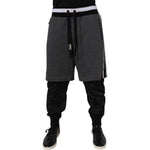 Dolce & Gabbana Black Gray Cotton Layered Men Sweatpants Pants PAN76047-48