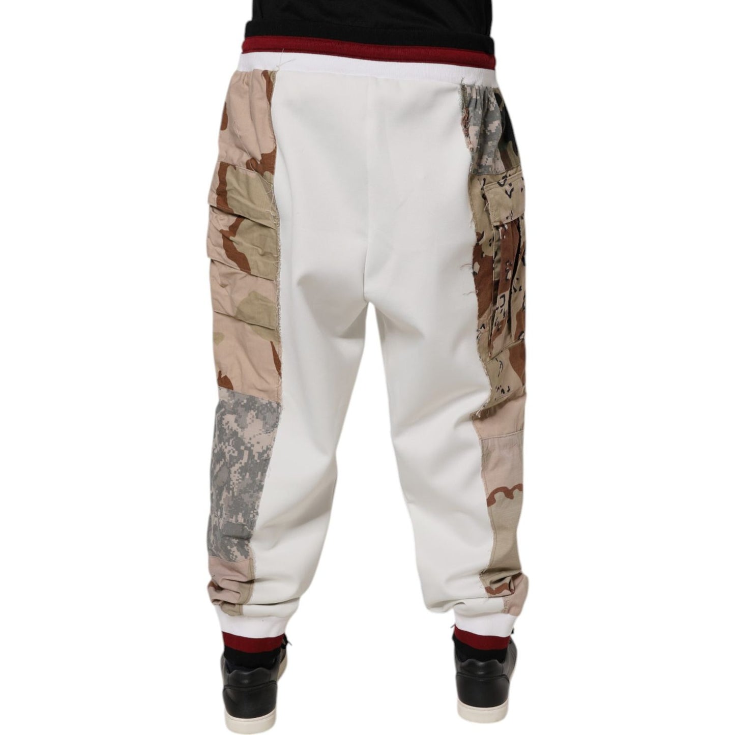 Dolce & Gabbana White Camouflage Patchwork Sweatpants Pants PAN76055-56