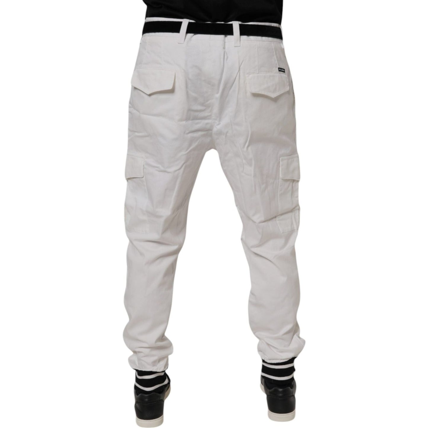 Dolce & Gabbana White Cotton Jogger Cargo Skinny Pants PAN76116-56