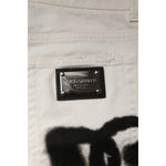Dolce & Gabbana White Tattered Graffiti Skinny Denim Jeans PAN76125-48