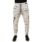 Dolce & Gabbana White Logo Print Men Skinny Sweatpants Pants PAN76135-46
