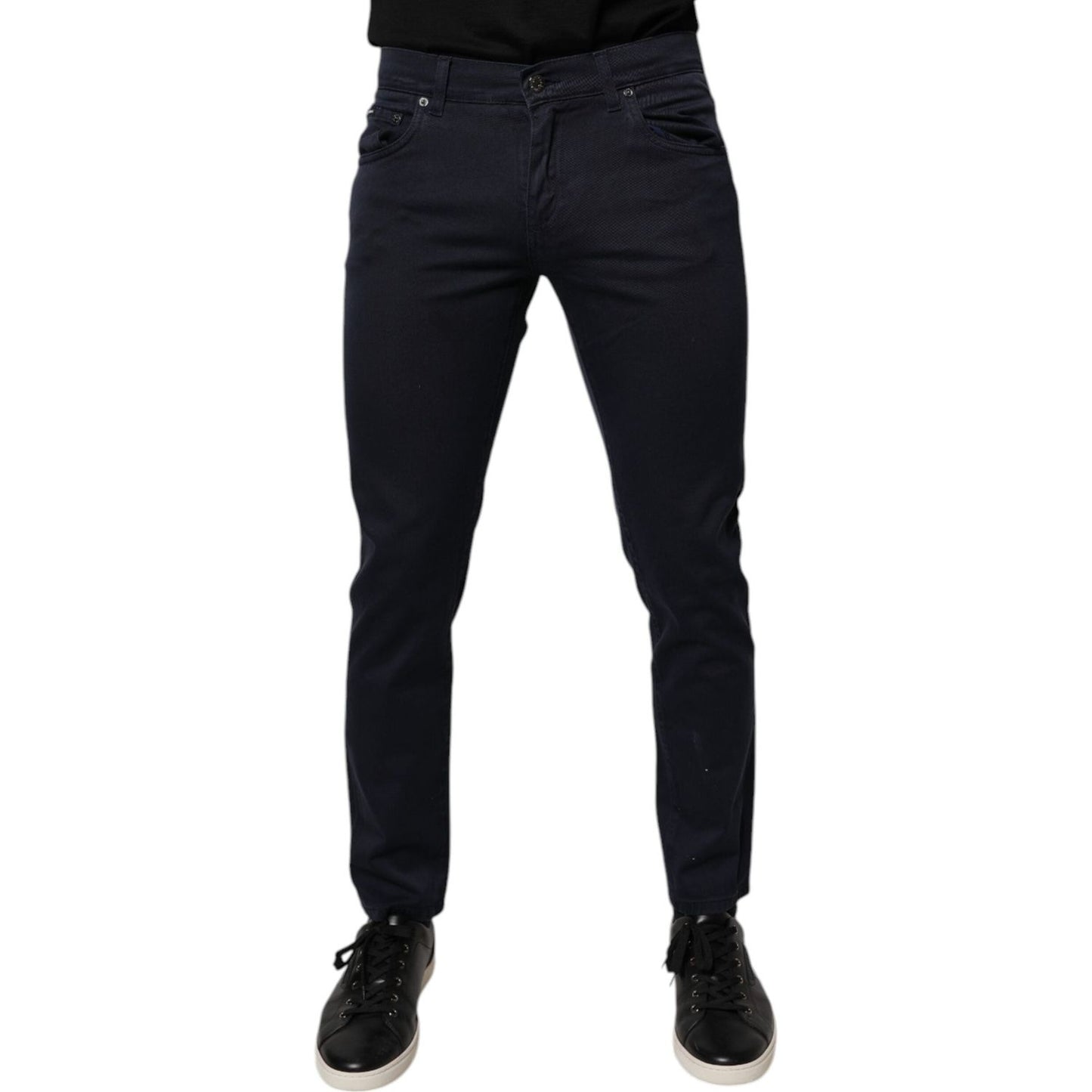 Dolce & Gabbana Dark Blue GOLD Cotton Skinny Men Denim Jeans PAN76171-48