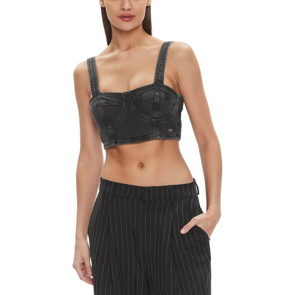 Tommy Hilfiger Jeans Black Recycled Cotton Top TO-13193800763-IT44|L