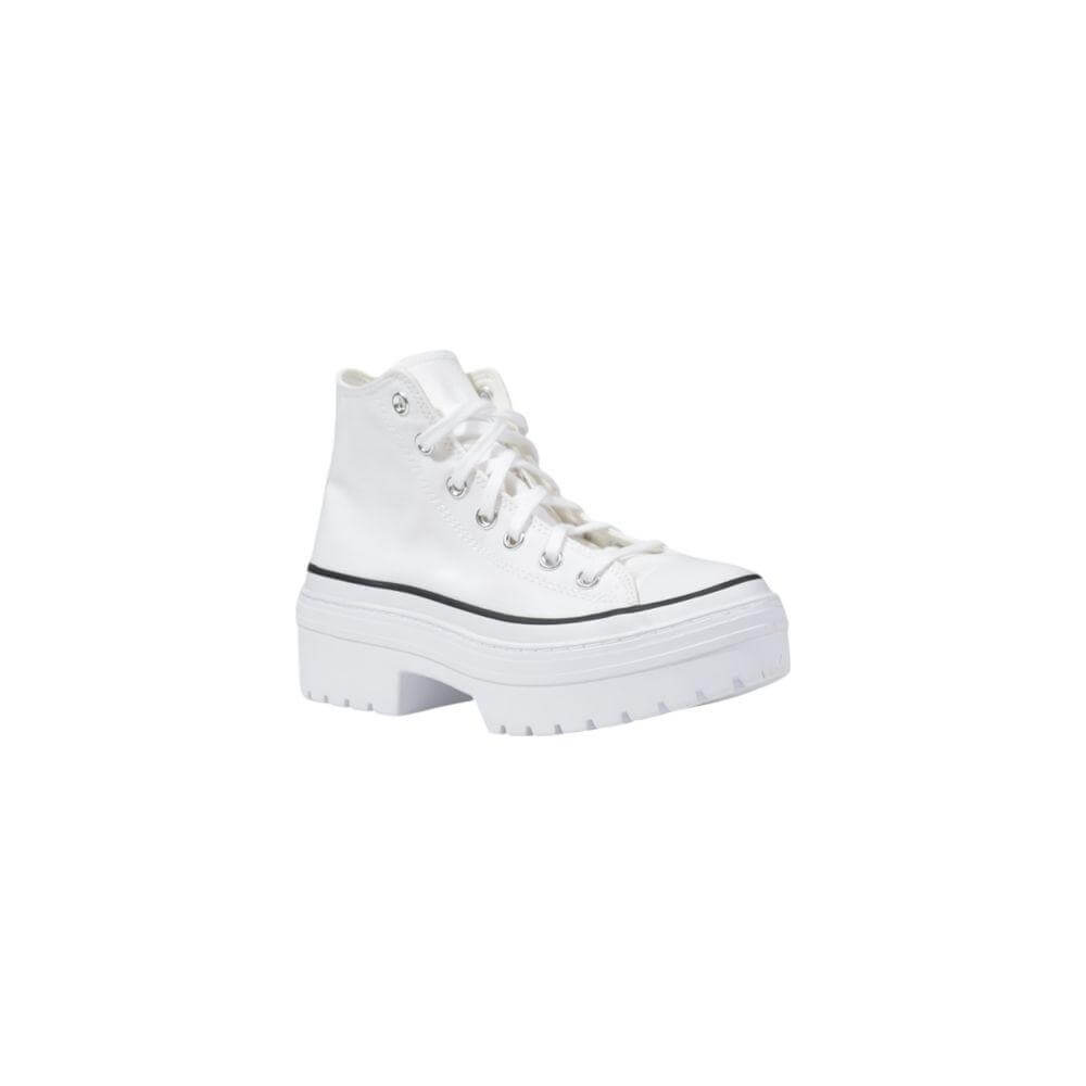Converse White Fabric Sneaker with Lugged Heel and Thick Sole for Women, Offering Comfort and Style in a Lightweight Design