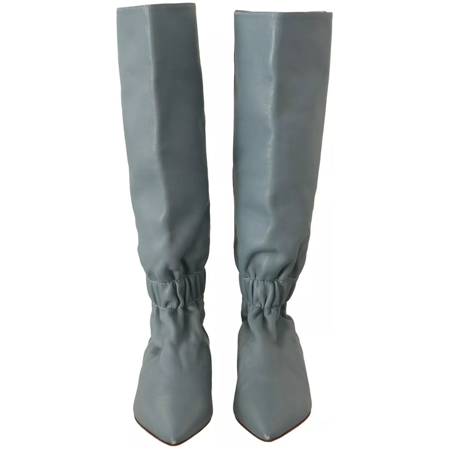 Valentino Blue Leather Elastic Flats Pull On Knee High Boots Shoes LA9568-37