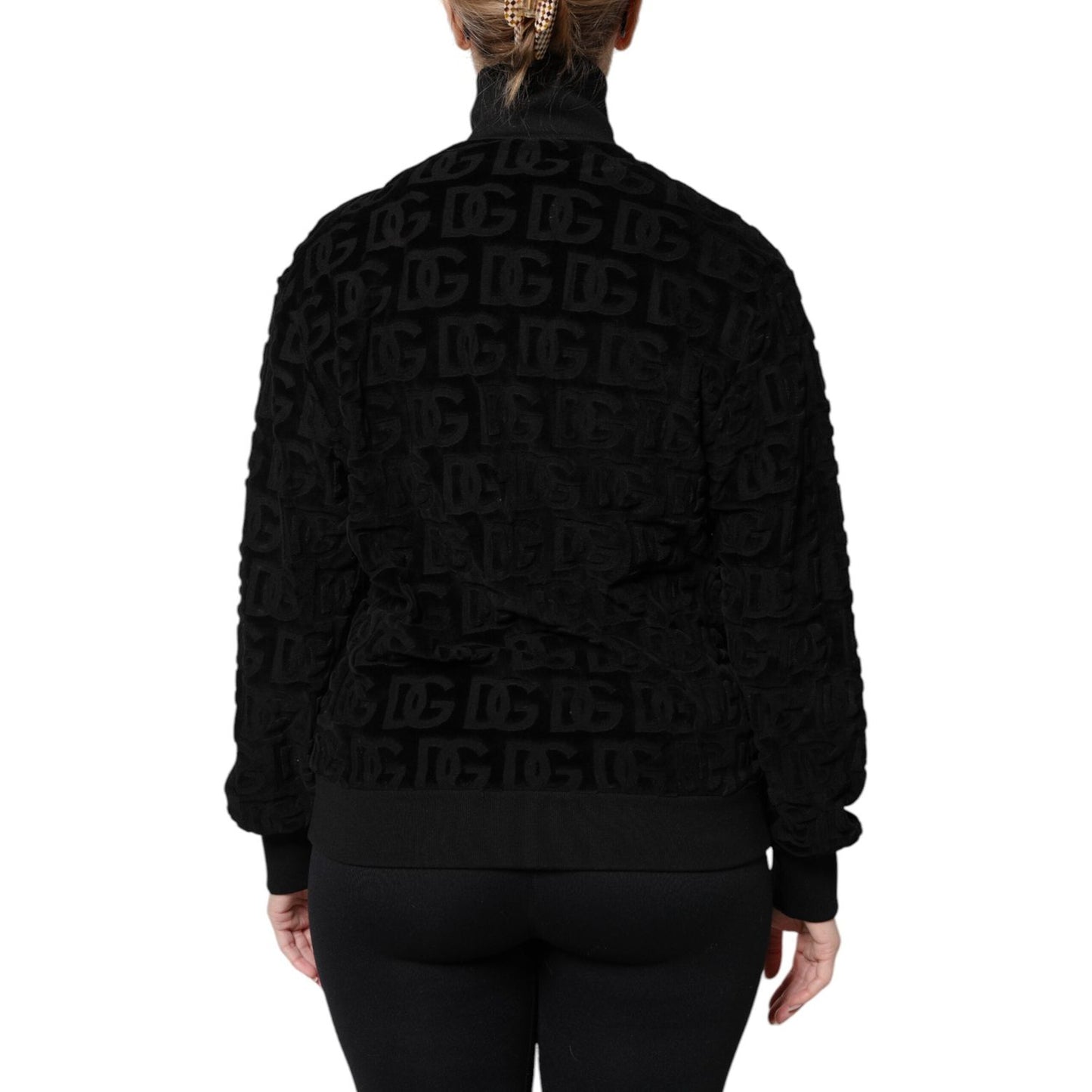 Dolce & Gabbana Black Logo Monogram Full Zip Bomber Jacket