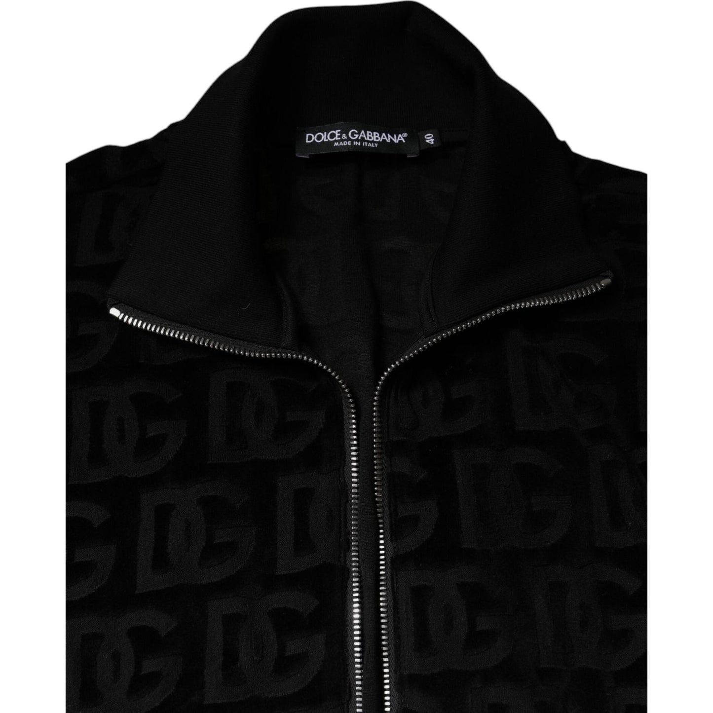 Dolce & Gabbana Black Logo Monogram Full Zip Bomber Jacket
