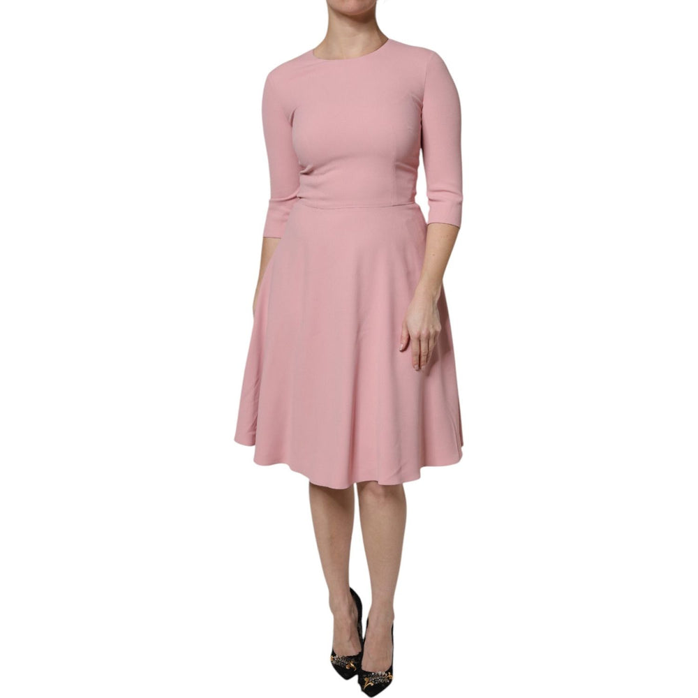 Dolce & Gabbana Pink A-line Flare Viscose 3/4 Sleeves Dress DR81522-40