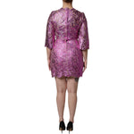Dolce & Gabbana Metallic Fuchsia Floral Sheath Mini Dress DR81642-36