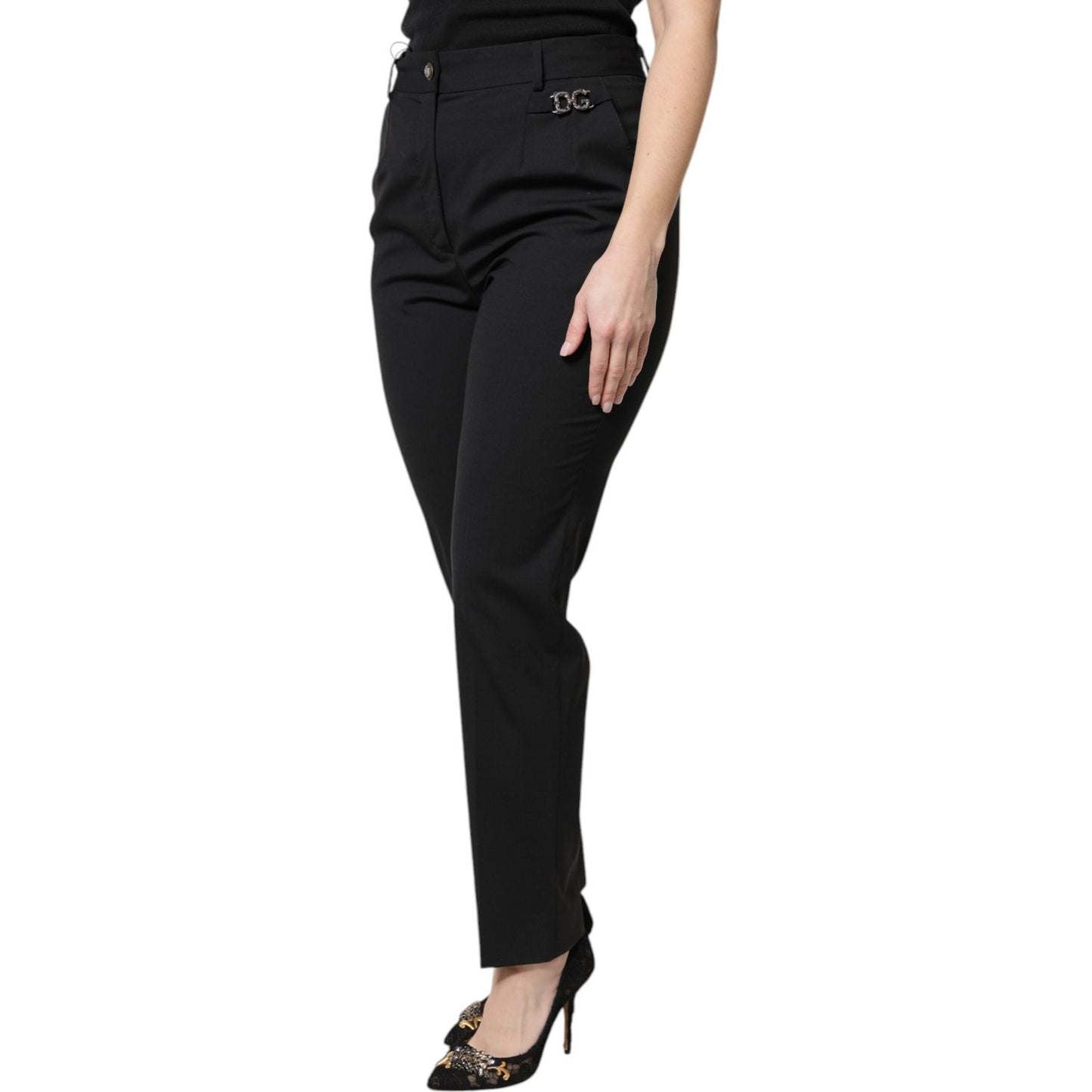 Dolce & Gabbana Black Polyester High Waist Dress Pants PAN75971-44