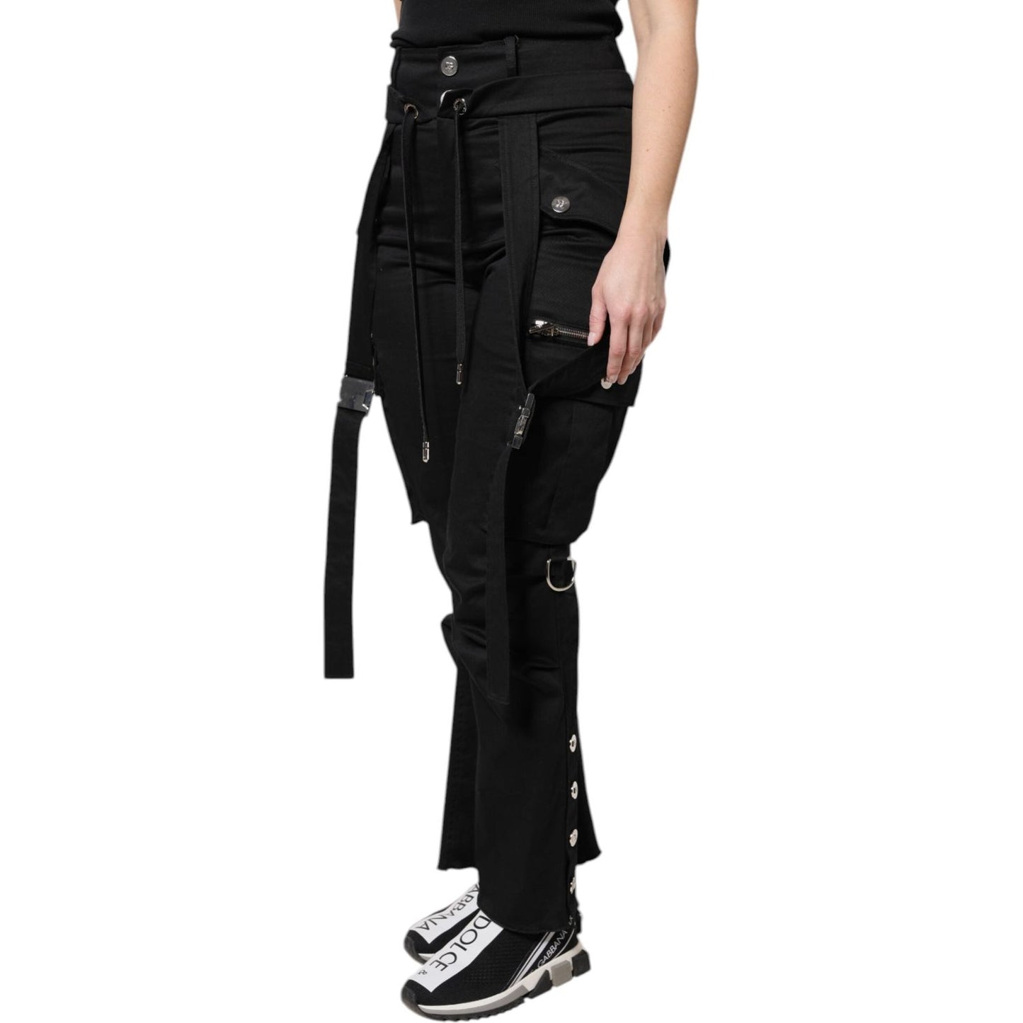 Dolce & Gabbana Black Cotton High Waist Cargo Pants PAN75972-40