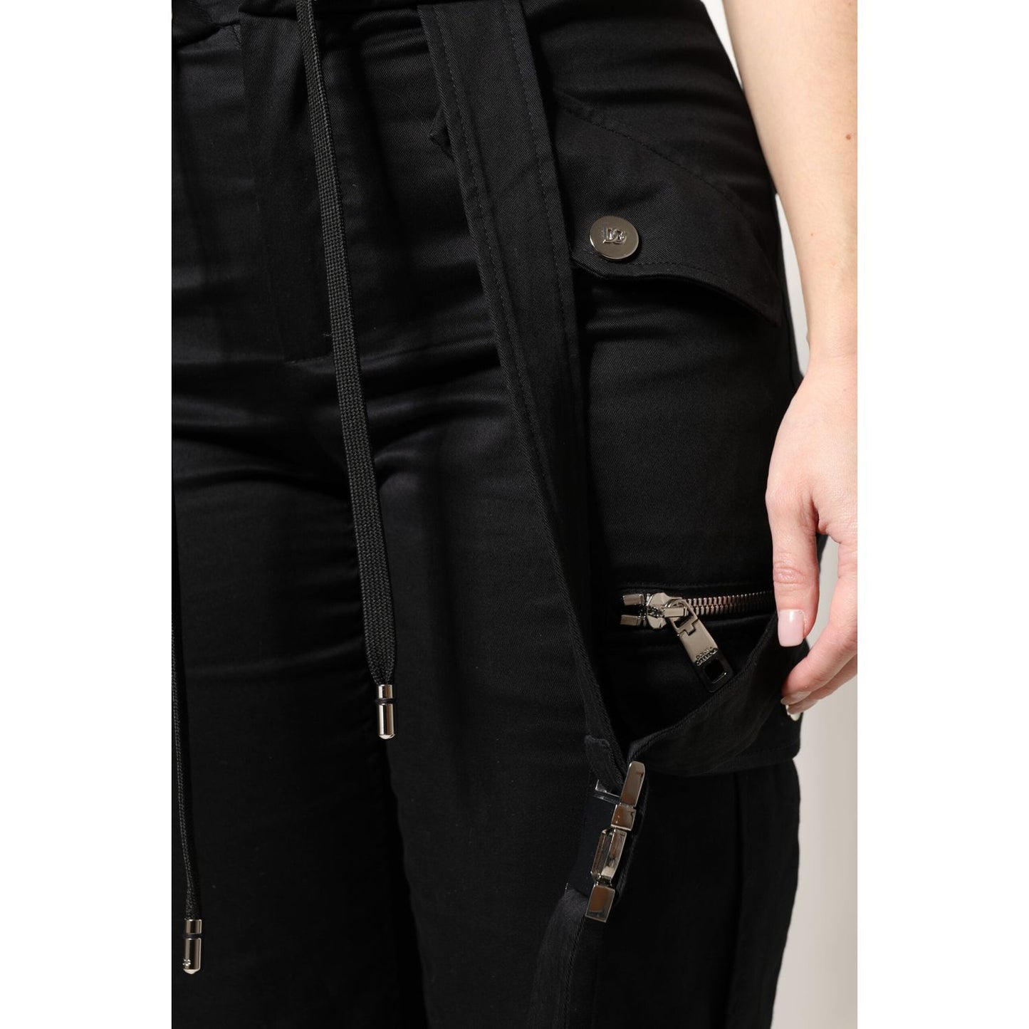 Dolce & Gabbana Black Cotton High Waist Cargo Pants PAN75972-40