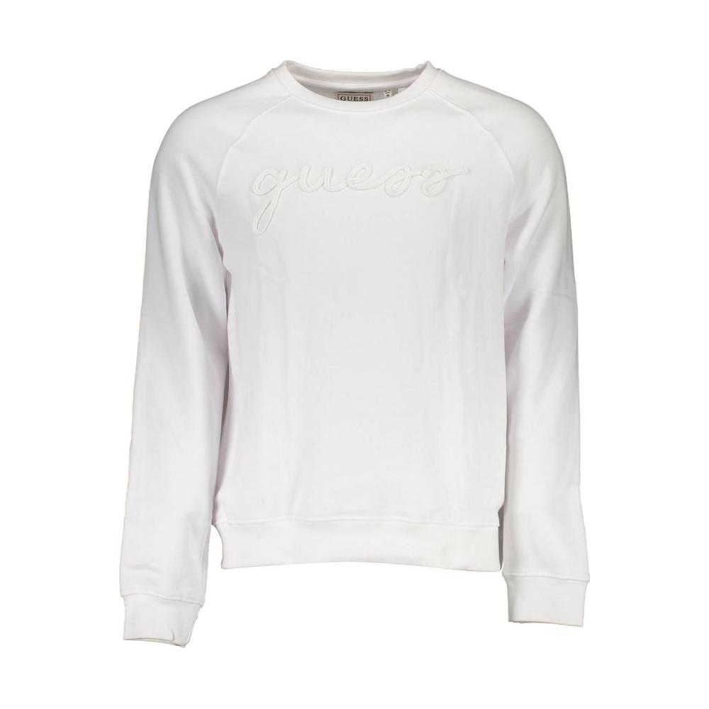 Guess Jeans White Cotton Men Sweater Guess Jeans Light Gray