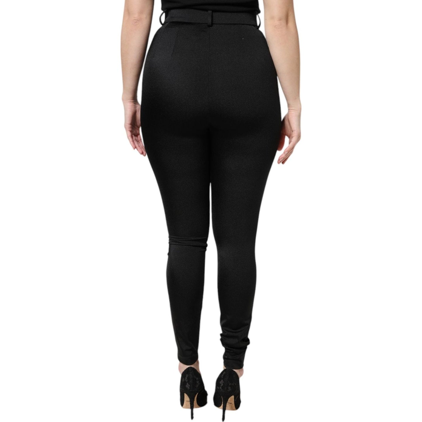 Dolce & Gabbana Black Nylon High Waist Slim Fit Pants PAN76141-40