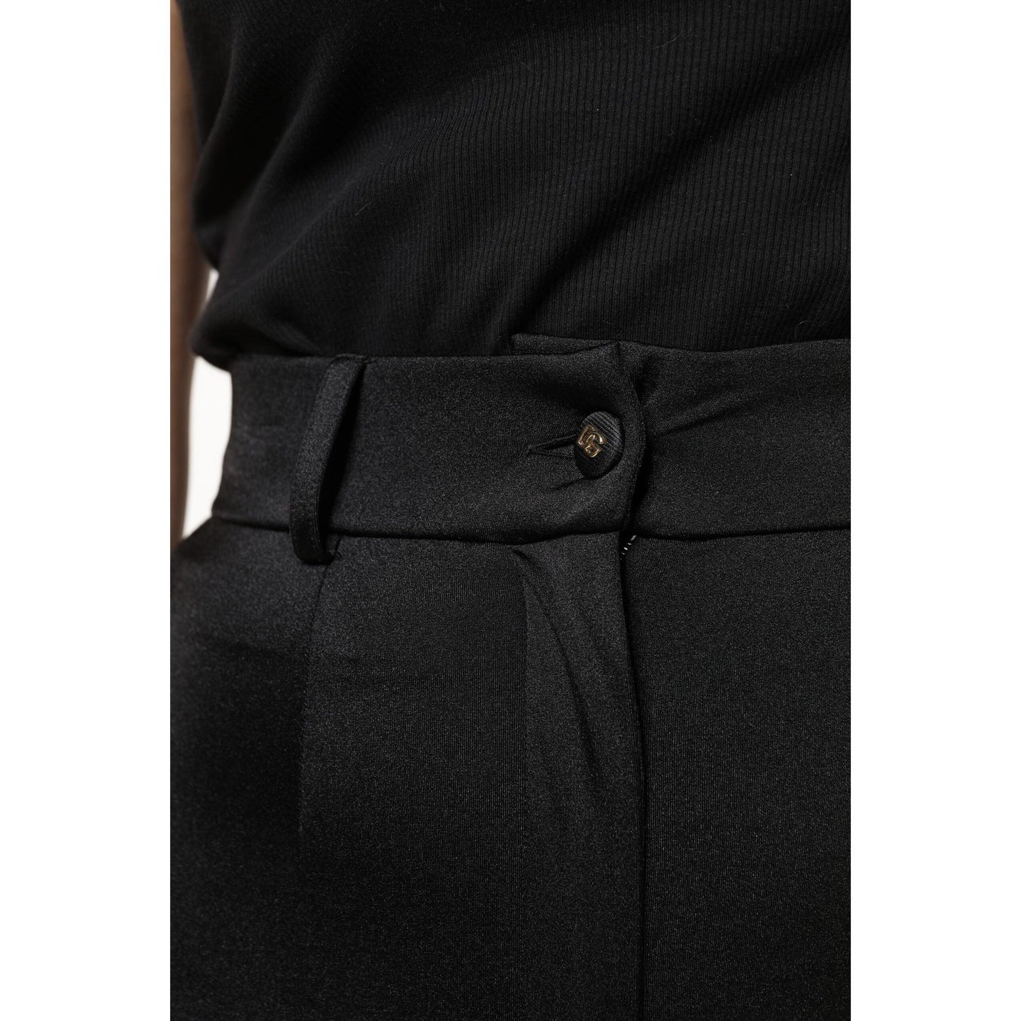 Dolce & Gabbana Black Nylon High Waist Slim Fit Pants PAN76141-40
