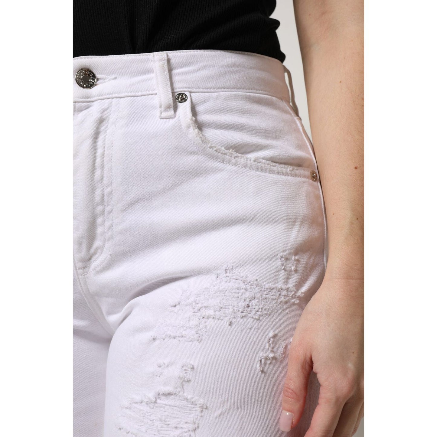 Dolce & Gabbana White Cotton High Waist Skinny Denim Jeans PAN76142-42
