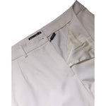 Dolce & Gabbana White Wool Mid Waist Wide Leg Pants PAN76145-48