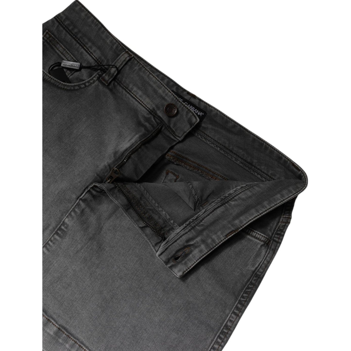Dolce & Gabbana Gray Cotton Stretch Mid Waist Denim Mini Skirt SKI2073-42