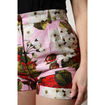 Dolce & Gabbana Pink Floral Print High Waist Hotpants Short SKI2082-36
