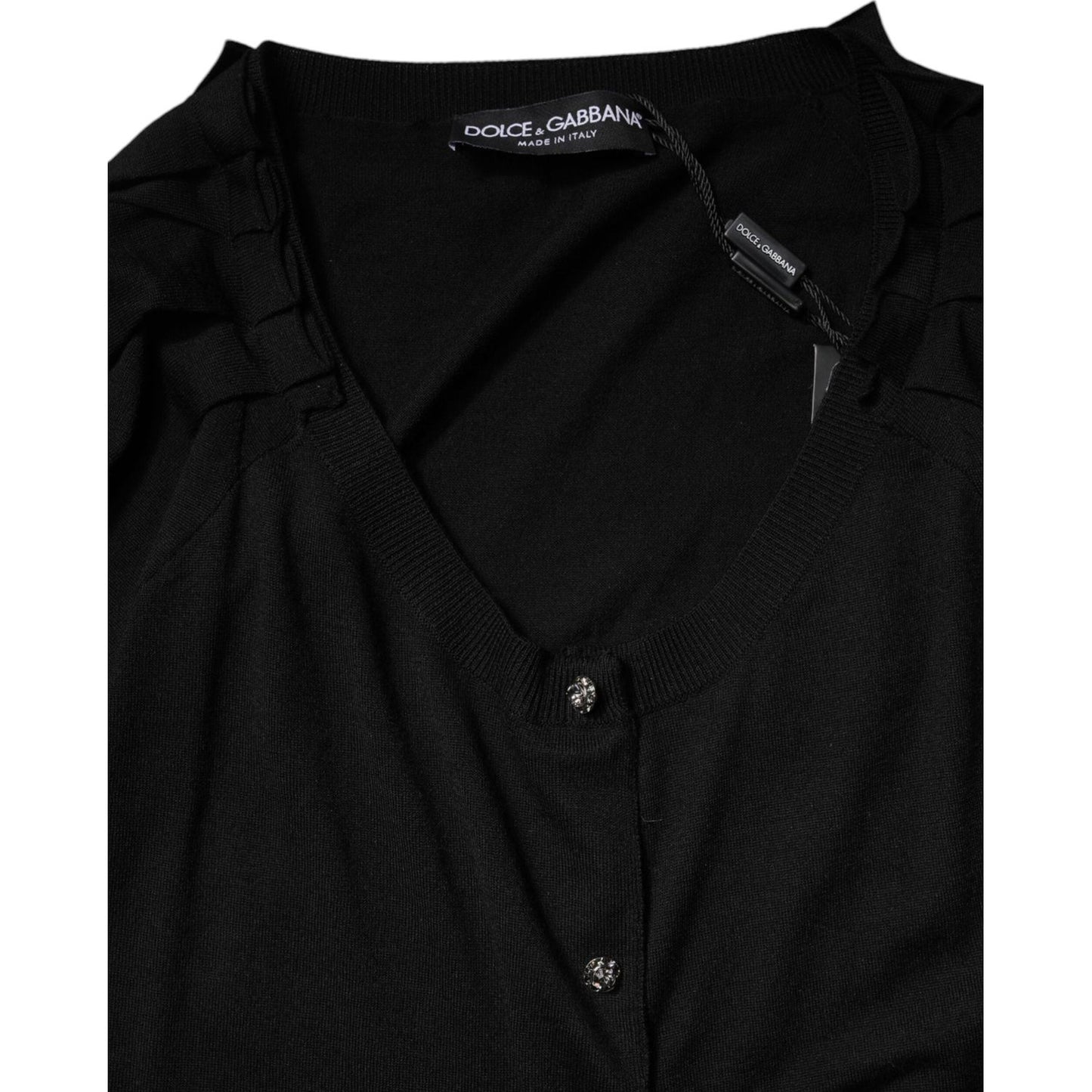 Dolce & Gabbana Black Button Down Short Sleeve Blouse Top