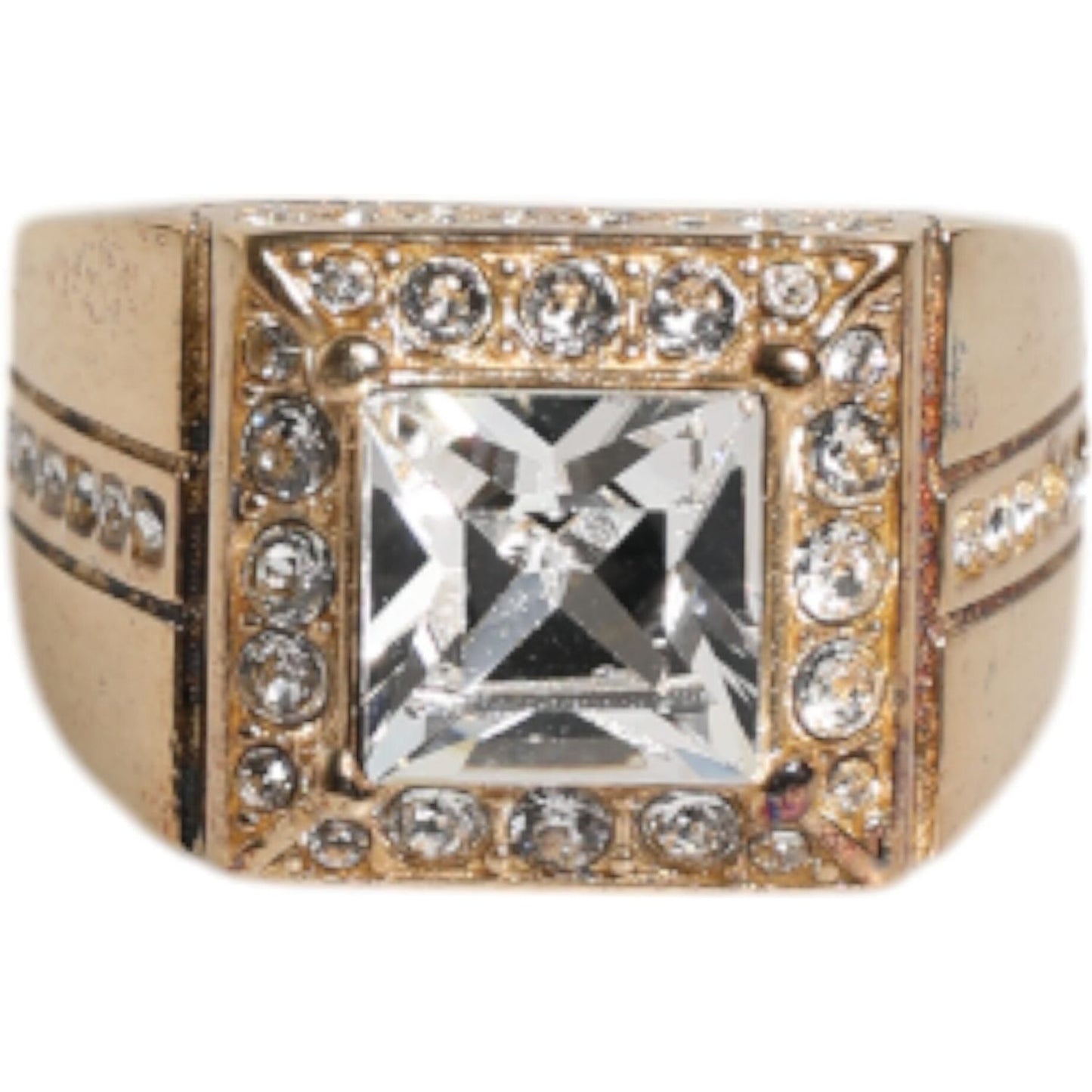 Dolce & Gabbana Gold Tone Sterling Silver 925 Crystals Ring SMY10439-58