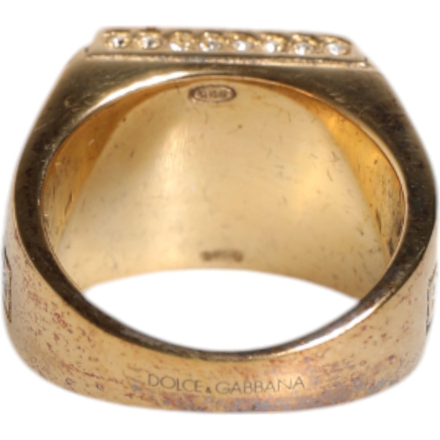 Dolce & Gabbana Gold Tone Sterling Silver 925 Crystals Ring SMY10439-58