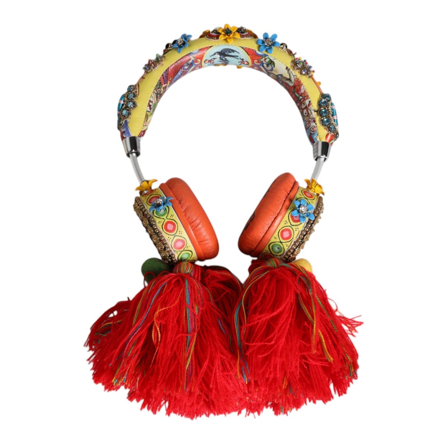 Dolce & Gabbana Multicolor Whimsical Tasseled Crystal Headset Headphones SMY10463