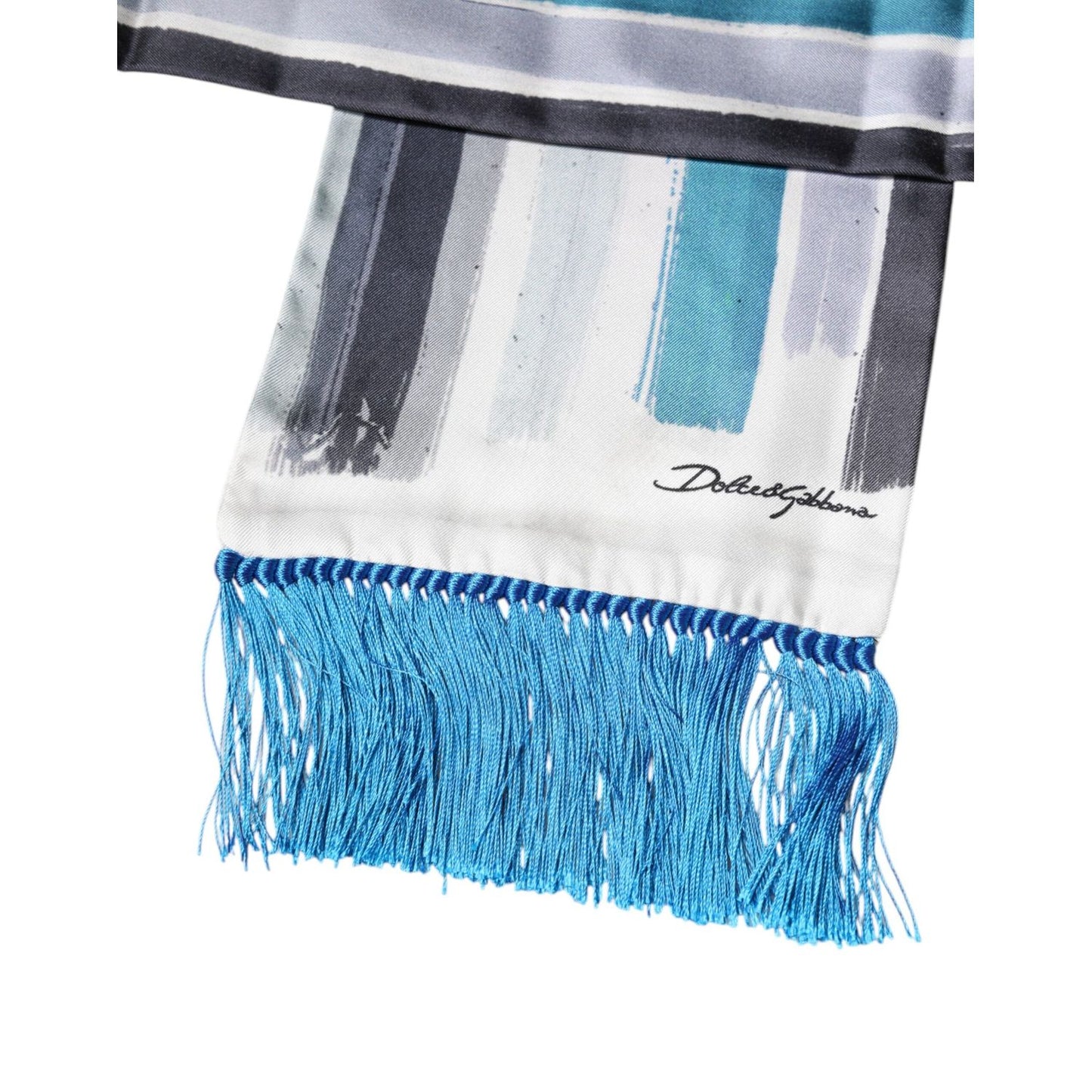 Dolce & Gabbana Multicolor Stripes Silk Fringes Neck Foulard Scarf MS7148