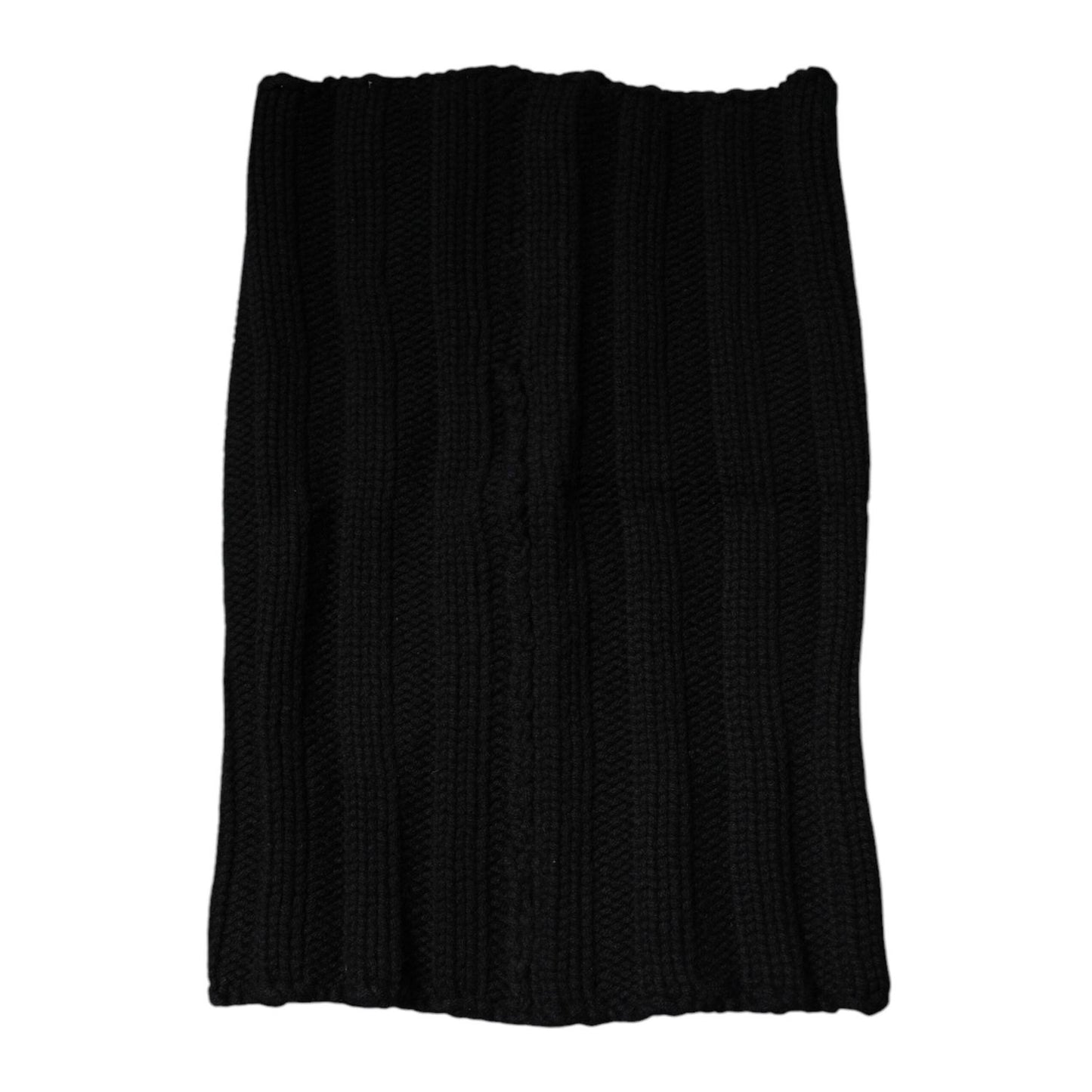 Dolce & Gabbana Black Cashmere Knitted Neck Warmer Foulard Scarf MS7359