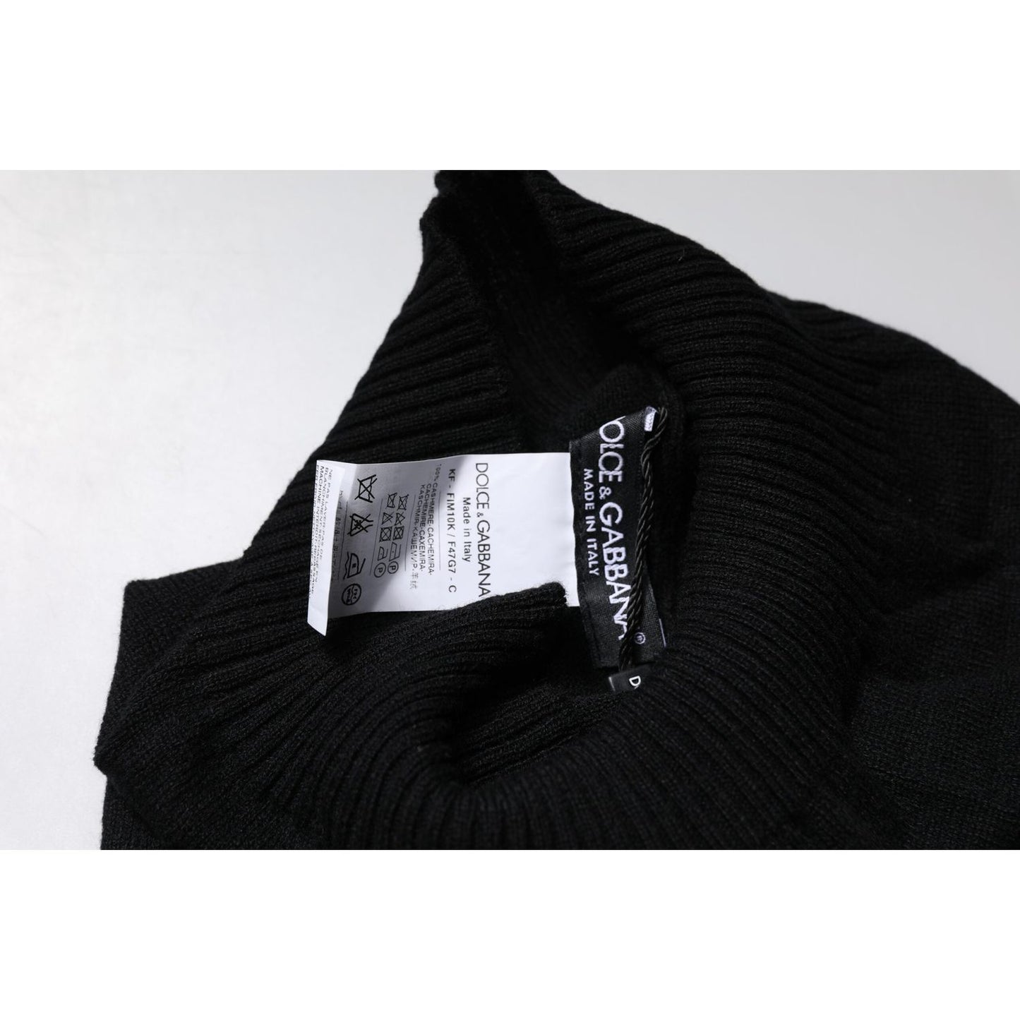 Dolce & Gabbana Black Cashmere Knitted Neck Warmer Foulard Scarf MS7360
