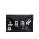 Dolce & Gabbana Blue DG Logo Patch Embellished Pouch Clutch Bag BAG4286