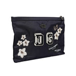Dolce & Gabbana Blue DG Logo Patch Embellished Pouch Clutch Bag BAG4286