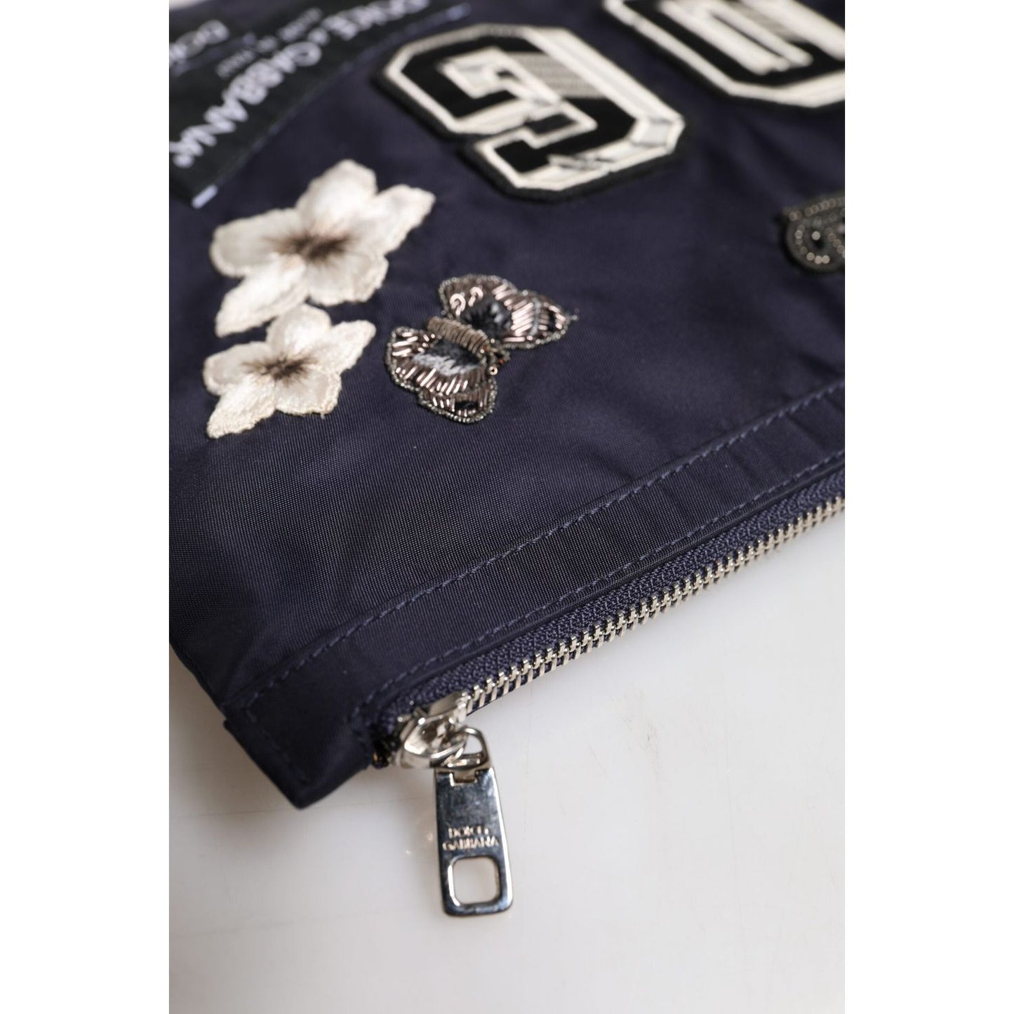 Dolce & Gabbana Blue DG Logo Patch Embellished Pouch Clutch Bag BAG4286
