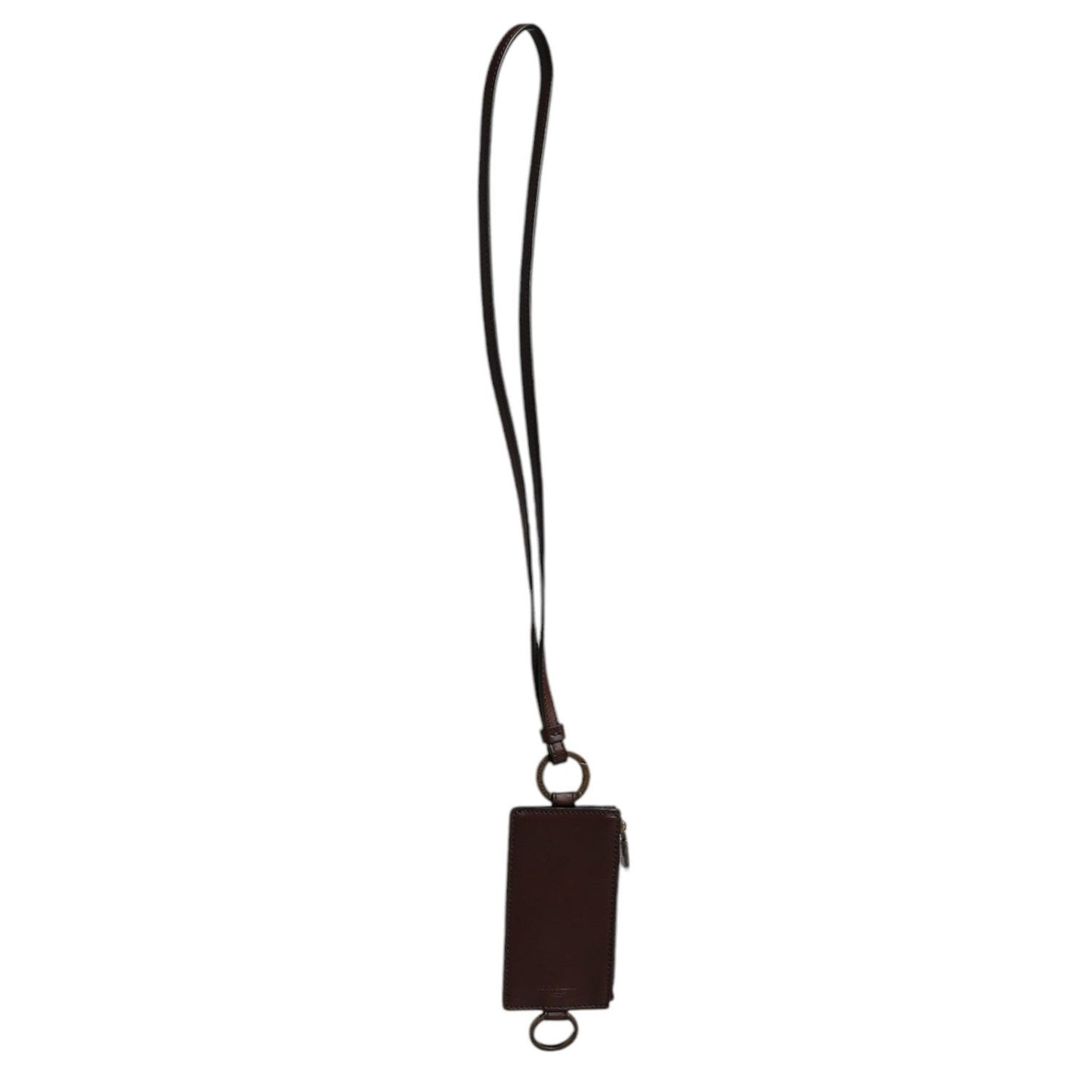 Dolce & Gabbana Brown Calf Leather Lanyard Logo Card Holder Wallet BAG4299
