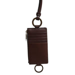 Dolce & Gabbana Brown Calf Leather Lanyard Logo Card Holder Wallet BAG4299