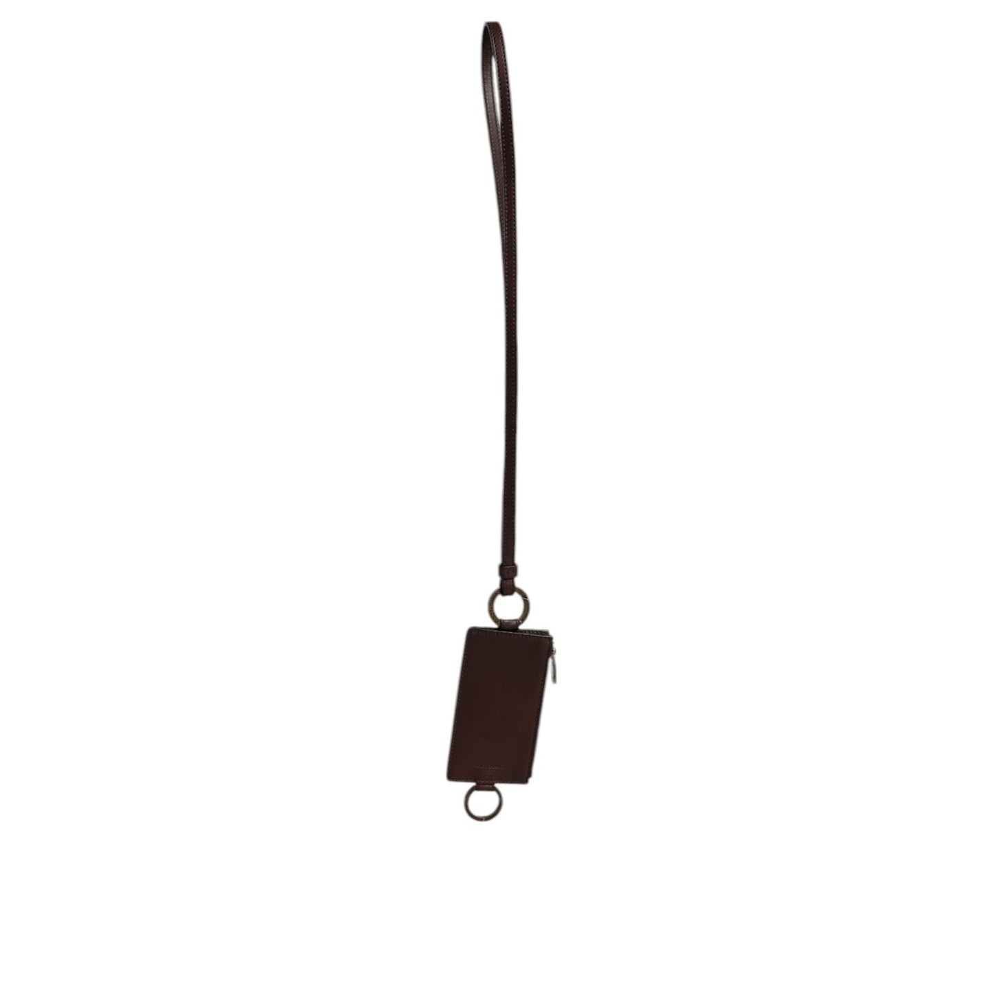Dolce & Gabbana Brown Calf Leather Lanyard Logo Card Holder Wallet BAG4300