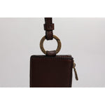 Dolce & Gabbana Brown Calf Leather Lanyard Logo Card Holder Wallet BAG4300
