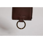 Dolce & Gabbana Brown Calf Leather Lanyard Logo Card Holder Wallet BAG4300