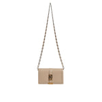 Versace Beige Gold Chain Calf Leather Wallet Crossbody Bag