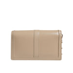 Versace Beige Gold Chain Calf Leather Wallet Crossbody Bag