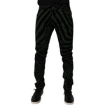 Dolce & Gabbana Black Green Stripes Cotton Skinny Denim Jeans PAN75150-48